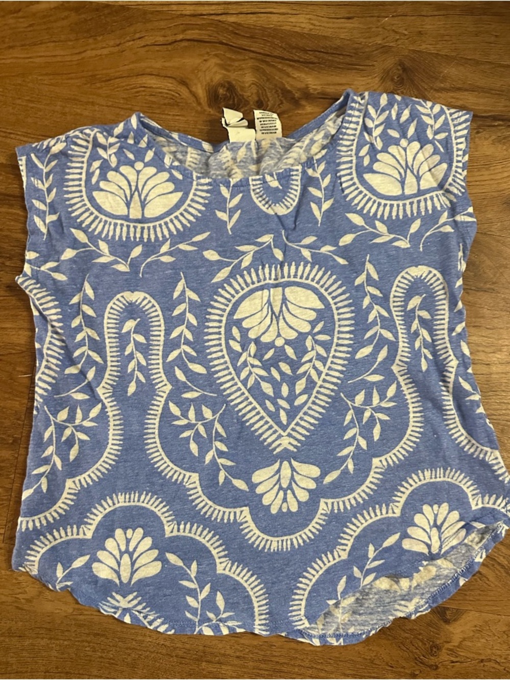 Joie Women’s Blue and White Floral Linen Top Size Small